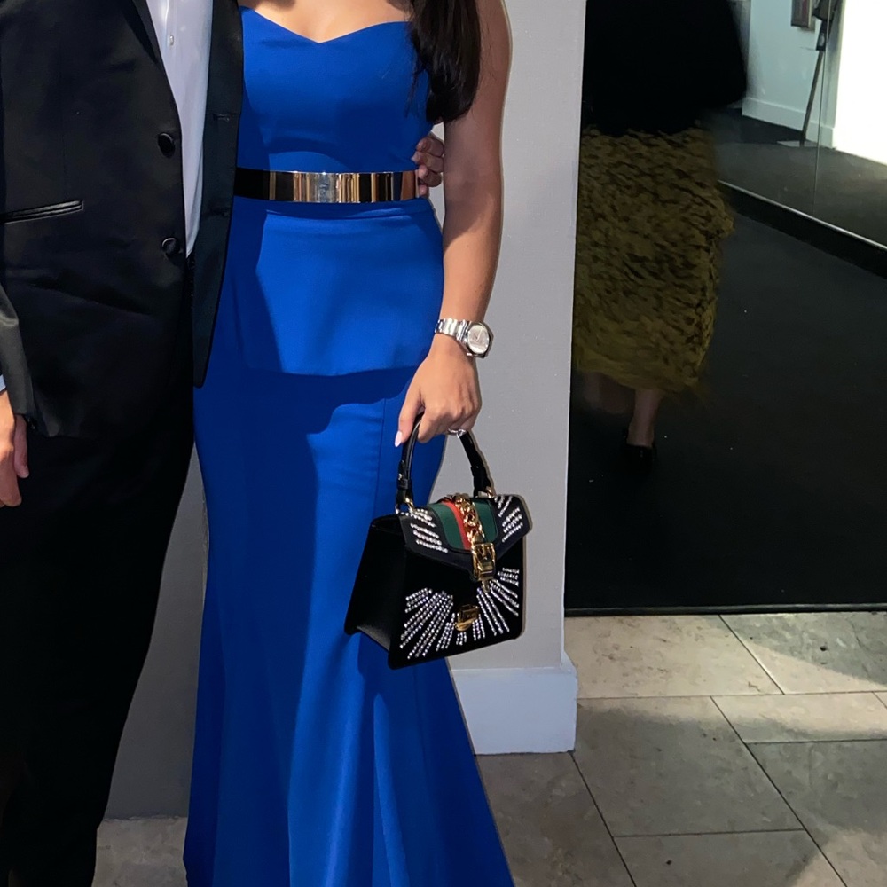 Elegant Blue Strapless Dress